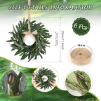 6 Pcs Artificial Summer Olive Wreaths Greenery Wreath Mini Green Kitchen Cabinet Wreaths Spring Wreath for Front Door Porch Wall Window Farmhouse Wedding Decoration