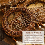 Dream Catcher Native American Boho Dreamcatcher Rattan Wall Decor, Handmade Natural Goose Feathers Large Dream Catchers Hanging Ornament Indian Decor for Bedroom Living Room (Dark Brown Mix)