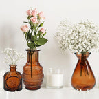 Amber Glass Bud Vases Set of 20,Small Flower Vases for Wedding Centerpieces,Mini Bud Vases in Bulk Amber Glass Vase for Table Decoration,Home Decor