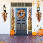 Glitzhome 2 Pcs 28'' Artificial Fall Teardrop Swags, Autumn Harvest Multi-Colored Sorghum Door Swag, Hanging Flower Wreath for Thanksgiving Fall Front Door Window Wall Decor