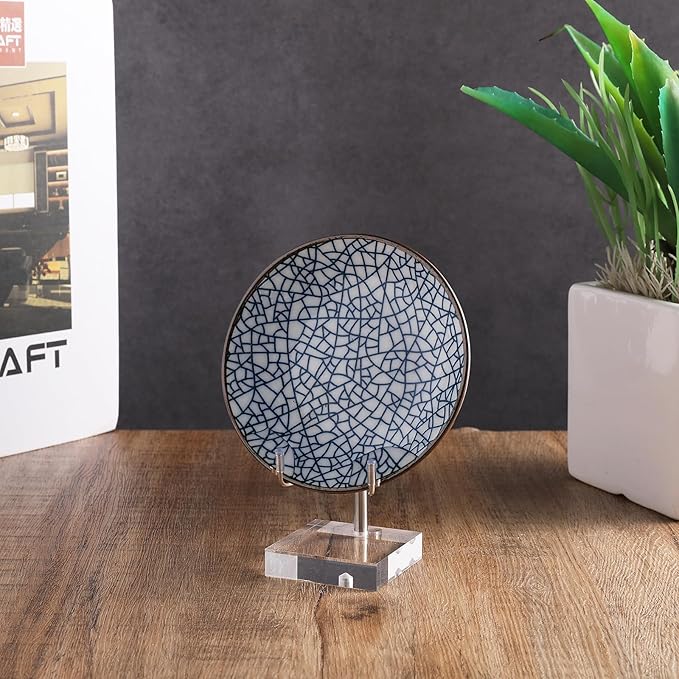 Sibba Adjustable Metal Display Easel Stand with Acrylic Base Compact Plate Holder for Fossils, Crystals, Geodes, Rocks, Coral, Home Decor, Collectibles