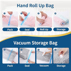 Vacuum Storage Bags with Electric Pump, 12 Pack (2 Roll-Up,3 Small,3 Medium,2 Large,2 Jumbo), Heavy Duty PA+PE Space Saver Bags for Clothes, Bedding, Home & Travel