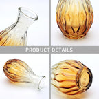 Mapoxy Glass Bud Vases Set of 4,Small Brown Flower Vases for Wedding Centerpiece Table Decorations,Clear Vintage Embossed Mini Vases,Flower Arrangements in Vases for Party or Home Decor