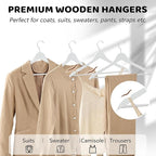 Wooden Hangers 20 Pack, Smooth Wood Hangers with 360° Swivel Hook & Notches, Slim Coat Hanger Wooden for Closet, White