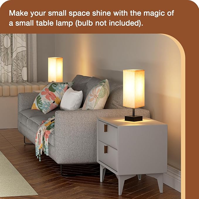 aooshine Beige Bedroom Table Lamp Set - Bedside Lamps for Nightstand Set of 2, Minimalist Lamps for Desk, Dorm, Kids Room, Bulb Not Included
