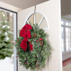 Haute Decor HighProfile Curved Over The Door Wreath Hanger (Antique Brass) - Strong Metal Wreath Holder Hook for Complex Door Designs with Raised Panels and Trim