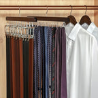 TOPIA HANGER 40 Hooks Belt Tie Hanger Space Saving for Closet, 2 in 1 Belt Ties Racks Max 60 Belts with 60 Ties Capacity, Curved with Flat Hooks for Belts,Ties,Bras,Closet Organizers and Storage CT70A