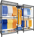 Ulif E12 Pro Clothes Rack，Heavy Duty Freestanding Garment Rack with Shelves，Metal Clothing Closet Storage System for Hanging Clothes，71" W x 16" D x 76.5" H, Hold 960 lbs，Black