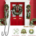 15" Wreath Hangers for Front Door,2 Pack Wreath Door Hanger,Non Scratch Over The Door Hooks Halloween Christmas Easter Decorations Welcome Sign for Front Door Décor, Slim Hangers