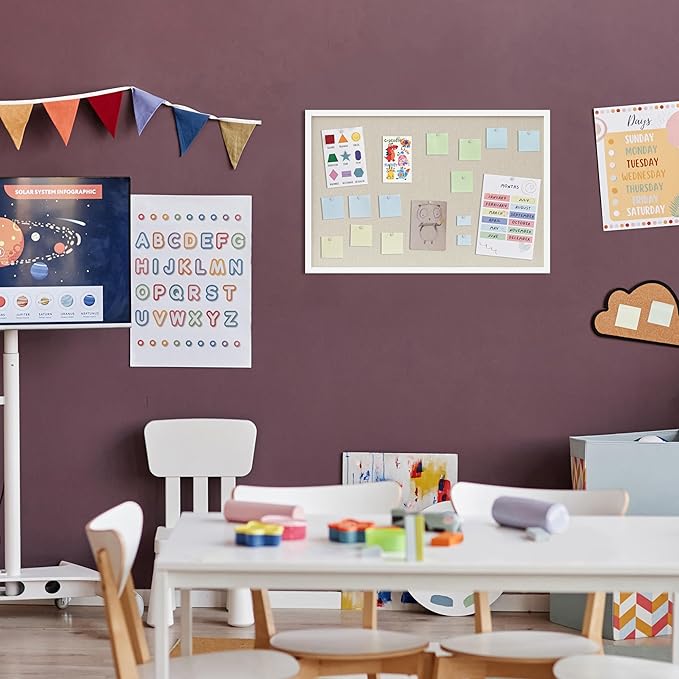 DAHAPYBOO Cork Board with Linen White 2Pack,Bulletin Board 30"x20" Hanging Corkboards for Office Home School Message Board or Vision Board Decoration.