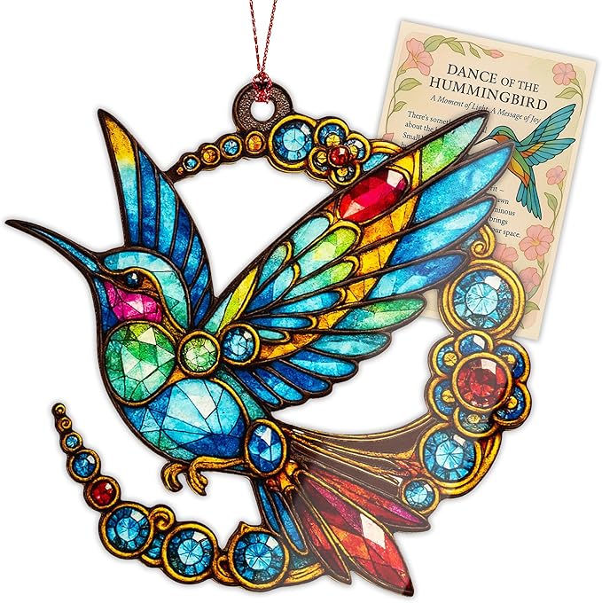 Hummingbird Gifts for Women - Christmas Ornament 2026 - Beautiful Christmas Ornaments Decorative Hummingbird with Meaningful Story Card Humming Bird Valentines Birthday Teacher Gift