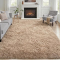 Fluffy 4x6 Area Rugs for Living Room Bedroom: Ultra Soft Shag Rug Non-Slip Non-Shedding Small Plush Bedside Rug Indoor Floor Carpets for Kids Room Playroom Entryway Nursery Dorms Home Decor Beige