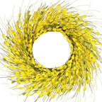 GTIDEA 26 Inch Spring Wreaths for Front Door Large Spring Door Wreath Wild Floral Summer Forsythia Flower Wreaths Outside All Season for Farmhouse Porch Wedding Living Room Home Easter Decor (Yellow)