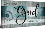 Large Christian Wall Art Bible Verses Wall Decor Give It to God and Go to Sleep Bedroom Pictures Inspirational Quote Wall Art Turquoise Teal Scripture Artwork for Living Room Home Decoration 24x48"