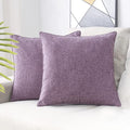 HPUK Linen Throw Pillow Covers Pack of 2, 20x20 Inch Accent Cushion Covers for Living Room, Bedroom, Decorative Solid Color Pillow Covers for Couch, Sofa, Chair, Lavender Mist