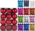 Emopeak 24Pcs Christmas Balls Ornaments for Xmas Christmas Tree - 4 Style Shatterproof Christmas Tree Decorations Hanging Ball for Holiday Wedding Party Decoration (Red, 1.3"/3.2CM)