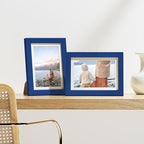 Vittanly 5x7 Picture Frames Set of 9, Shatter Resistant Plexiglass, Display 4x6 Pictures with Mat or 5x7 without Mat, Photo Frames for Wall or Tabletop, Engineered Wood, Blue