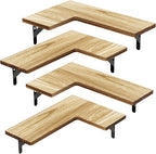 AMADA HOMEFURNISHING Corner Floating Shelves, Set of 4 Corner Shelf Wall Mounted, Shelves for Wall Decor, Corner Wood Shelf for Home Decor, Office, Bedroom, Bathroom, Laundry Room, Kitchen