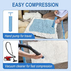Vacuum Storage Bags with Hand Pump, Plastic Packaging Bags, 80% Space Saver Vacuum Seal Bags for Clothing, Travel Lugggage, Blankets, Comforters, 10 Large