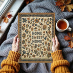 Vintage Mosaic Floral Wall Art Home Sweet Home Tile Florals Wall Decor Painting, Retro Country Boho Poster Canvas Print Picture for Living Room Bedroom 12x16 inch Wood Framed