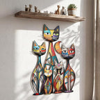 Wesiti Cat Wall Art Decor Iron Wall Sculptures Decor for Cats Lover 10.6 x 15.7 Inches Colorful Retro Mid Century Cat Signs for Home Living Room Bedroom Kitchen Office(Novel)