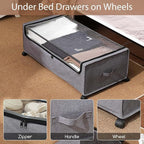 4-Packs Under Bed Storage with Wheels, Under The Bed Storage Drawers On Wheels, Rolling Underbed Drawers, Lockable, Heavy Duty, XXXXL Size 90L