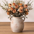 Ceramic Flower Small Vase 6 inch Farmhouse Rustic Vase Decorative Pottery Terracotta Vases for Home Decor Table Mantle Fireplace Living Room Bathroom Wedding Centerpiece