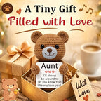 WELLBANEE Cute Aunt Gift from Niece Nephew, Handmade Crochet Bear, Best Appreciation Gifts, Funny Birthday for Auntie, Sentimental Appreciation Gift for the Best Aunt Ever, Shelf Décor Bear