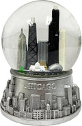 Musical Chicago Snow Globe - Water Globe - Pewter Look - 100mm