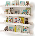Shario Nursery Book Shelves, 4-Pack White Floating Shelves for Wall Kids, Scalloped Shelves, Wall Book Shelves for Bedroom Kids, Toddler Room, Baby Room, Nursery Decor