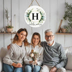 Monogram Letter H Wreaths for Front Door Wreath Wooden Welcome Sign for Front Door Decor Floral Family Last Name Initial House Warming Spring Summer Porch Rustic Wall Home Kitchen Boho Decorations