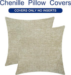 CaliTime Throw Pillow Covers Decorative 20 X 20 Inches Pack of 2 Cozy Chenille Cushion Cases for Couch Sofa Bed Living Room Home Light Taupe