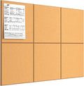 MaxGear Large Cork Board for Wall 36" x 24", Mustard Yellow Bulletin Board, 6 Pack Felt Wall Tiles with Pushpins, Cork Boards for Office Pin Board Tack Board Cork Boards