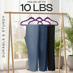 Utopia Home Velvet Hangers 50 Pack – Luxury Non-Slip Slim Pant & Coat Hangers, Strong Space-Saving Clothes Hangers with Pants Bar and 360° Swivel Hook – Purple