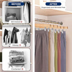 SereneLife 30 Pack Skirt and Pant Hanger with Adjustable Non-Slip Steel Clips, Premium Wooden, 360° Swivel Hook & 10 lb Capacity – Space-Saving Heavy-Duty Hangers for Jeans, Shorts & Slacks (Natural)