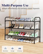 Kitsure Extra-Long Shoe Rack for Closet, Shoe Organizer for Front Door Entrance, Stackable Shoe Shelf, Detachable Closet Organizers and Storage, 39.0" Wide - 3 Tier, Black