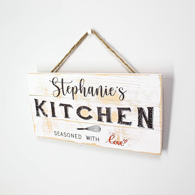 Personalized Wooden Kitchen Wall Decor, Farmhouse Last Name Signs for Home, Family Sign, Housewarming Gifts, Wedding Gift, Friends Gift - 6"x12" - White Rustic