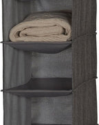 Household Essentials 10-Shelf Wide Hanging Shoe Organizer, Soft and Durable Polyester, Versatile, Breathable, Stylish, Compact, Sturdy Hooks for Rod or Wire Closets, Gray