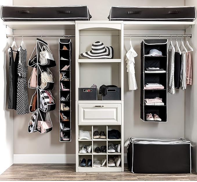 ZOBER Hanging Closet Organizer, 5-Shelf - Hanging Storage Organizer Shelves for Clothes, Towels, Toys - College Dorm Room, Nursery, & Home Closet