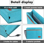 Bedside Caddy, Bed Storage Organizer for Remote Controller, Books, Magzine, Laptop Holder, 12.4'' x 8.6'' inch Bedside Hanging Felt Storage Bag for Dorm Bed with 5 Pockets, Celadon