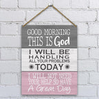 Christian Gift Bible Gifts Religion Gift for Women Men Home Decor Good Morning This is God Inspirational Wood Hanging Sign Plaque with Rope Wall Office Bedroom Shelf Decor -30