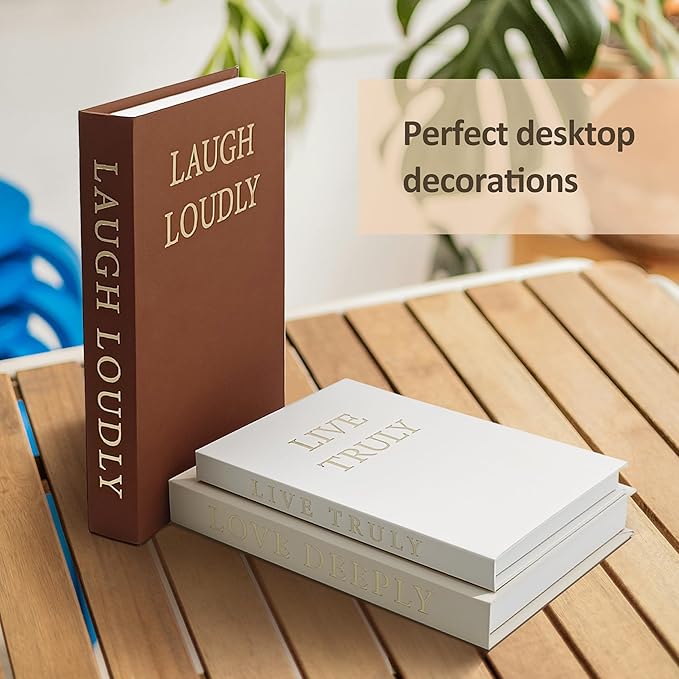 Aesthetic Decorative Books, Set of 3 Linen Fake Book, Faux Book Boxes for Coffee Table, Photo Organization, and Keepsake Storage