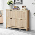 4 Flip Drawers Shoe Cabinet Storage for Entryway, Narrow Hidden Wood Shoes Organizer Cabinet Front Door Entrance Thin Free Standing Front Door Shoe Rack Storage for Entryway(Oak)