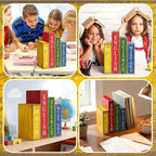 Lineshading 4 Pcs Back to School Table Decoration Wooden Subject Decoration Welcome Back to School Tiered Tray Decor Wood Book Sign Farmhouse for Class Party Home Shelf Coffee Table