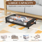 Under Bed Storage with Wheels, UnderBed Storage Containers with Clear Lid and Handles, XXL 60L Under the Bed Storage Bins Drawers for Clothes,Blankets,Shoes,Books (BLACK, 4 PACK)