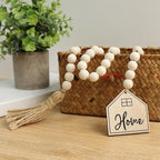 Meplait Home Wooden Bead Garland with Tassel, Decorative Beads Home Decor Farmhouse Tassel Garland Boho Decor for Tiered Tray（38in）