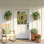 Spring Wreaths for Front Door, 22 Inch Spring and Summer Daisy Wreath for Farmhouse Porch Wall Window Home Decor for Indoor Outdoor Housewarming Gift