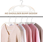 Plastic Hangers 50 Pack: No Shoulder Bumps Ultra Thin Clothes Hanger for Space Saving, Suits, Heavy Duty Coat Clothes Shirt Dress White