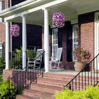 Artificial Fake Flowers Plants Hanging Baskets Outdoor Outside Spring Decor, Faux Silk Light Fuchsia and Fuchsia UV Resistant Look Real Morning Glory Home Patio Porch Balcony Decoration
