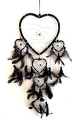OMA Dream Catcher - Hand Made Black Feather Dream Catcher Heart Shaped with Crystal Beads - 7" Diameter & 24" Long - OMA Federal (TM) Brand